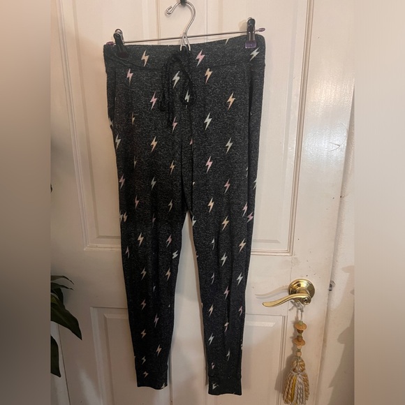 Victoria’s Secret pink fleece sweatpants with lightning bolts, joggers - Picture 1 of 2